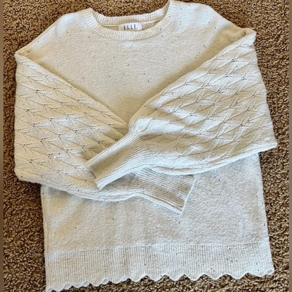 Cream Sparkle Sweater - ELLE - SZ - Lg